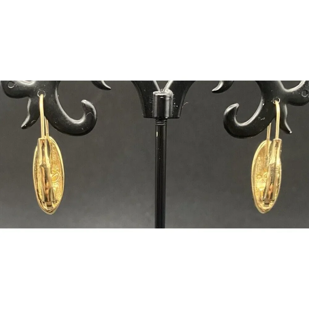 Vintage Swarovski for Avon Earrings Black Crystal Pave Gold Plated Drop Pierced - Picture 4 of 10